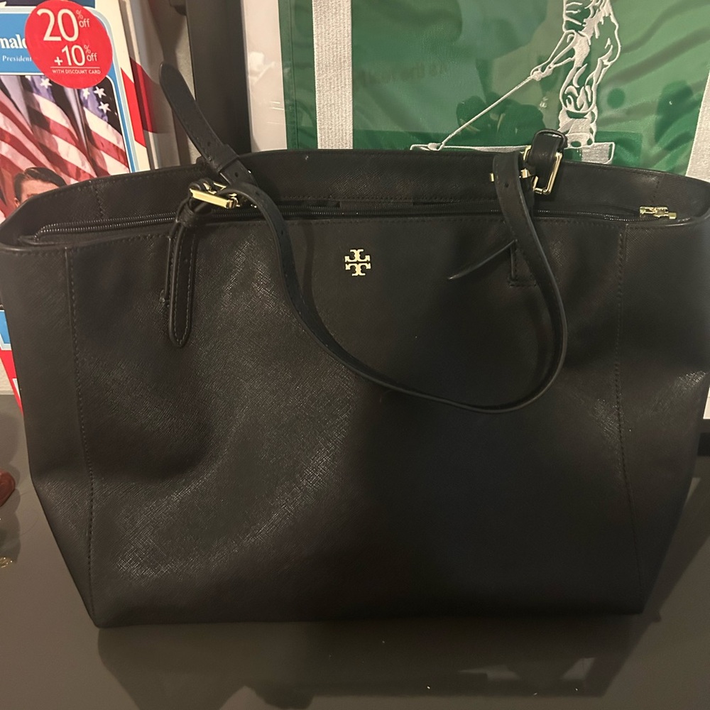 Tory Burch Black Leather Tote Bag